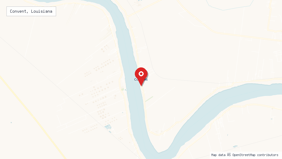 Street map of Convent, Louisiana with location pin