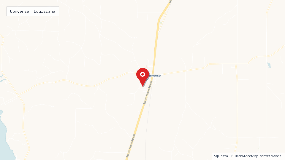 Street map of Converse, Louisiana with location pin