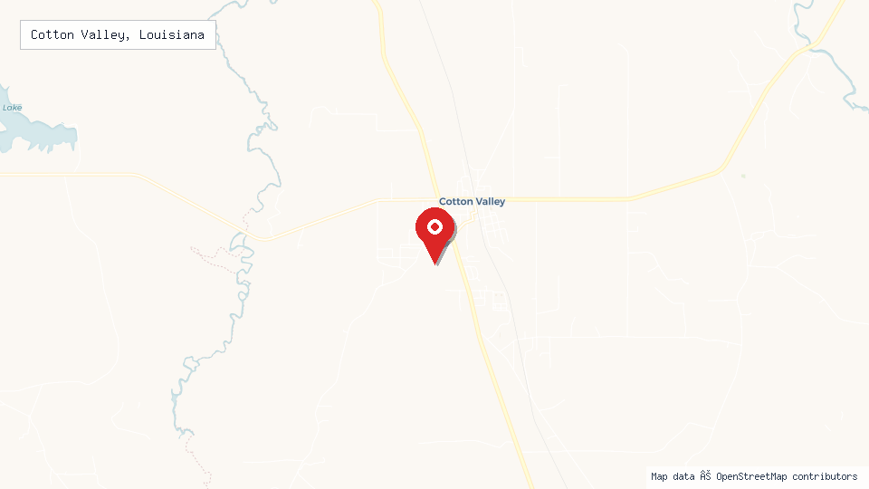 Street map of Cotton Valley, Louisiana with location pin