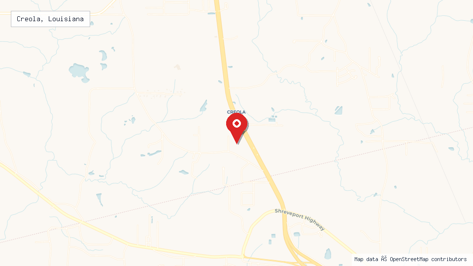 Street map of Creola, Louisiana with location pin