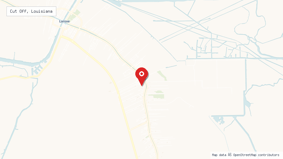 Street map of Cut Off, Louisiana with location pin
