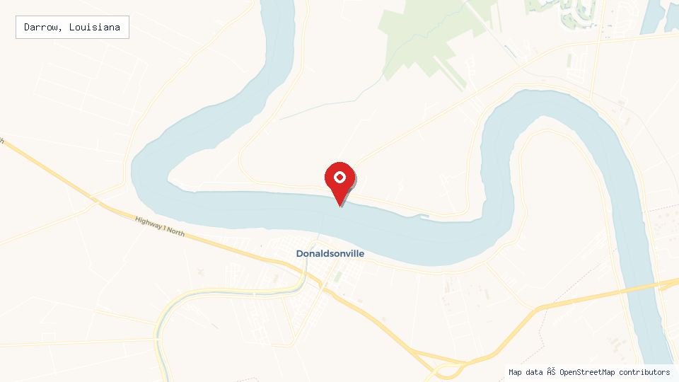 Street map of Darrow, Louisiana with location pin
