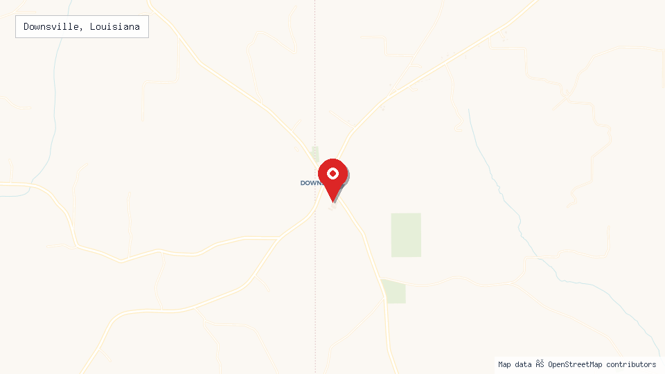 Street map of Downsville, Louisiana with location pin