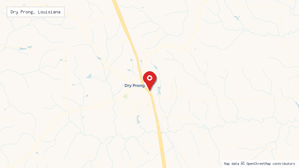 Street map of Dry Prong, Louisiana with location pin