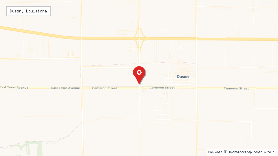 Street map of Duson, Louisiana with location pin