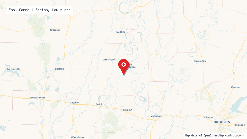 Street map of East Carroll Parish, Louisiana with location pin