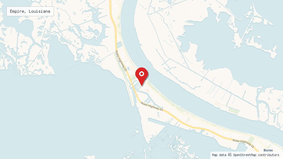Street map of Empire, Louisiana with location pin