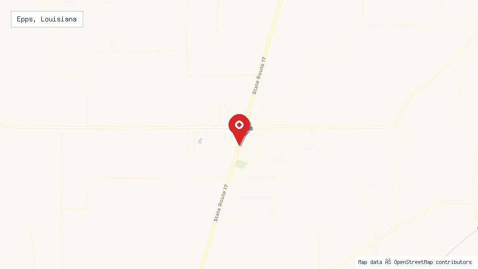 Street map of Epps, Louisiana with location pin