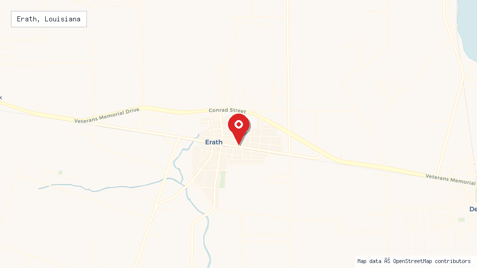 Street map of Erath, Louisiana with location pin