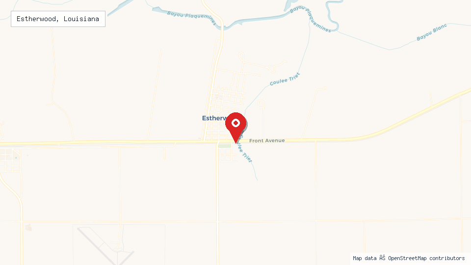 Street map of Estherwood, Louisiana with location pin