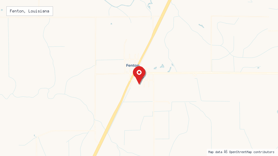 Street map of Fenton, Louisiana with location pin