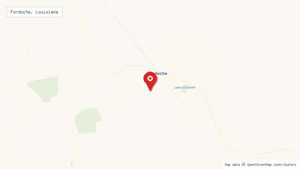 Street map of Fordoche, Louisiana with location pin