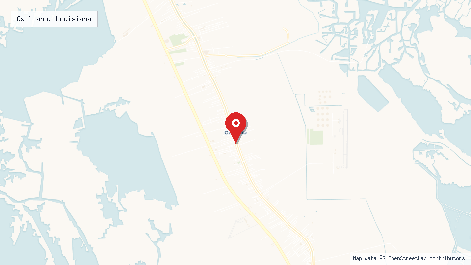 Street map of Galliano, Louisiana with location pin