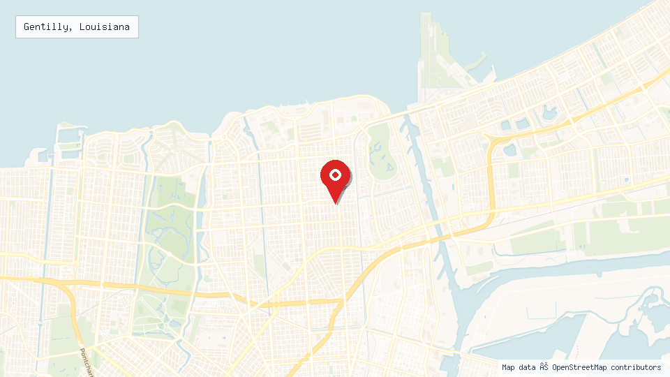 Street map of Gentilly, Louisiana with location pin