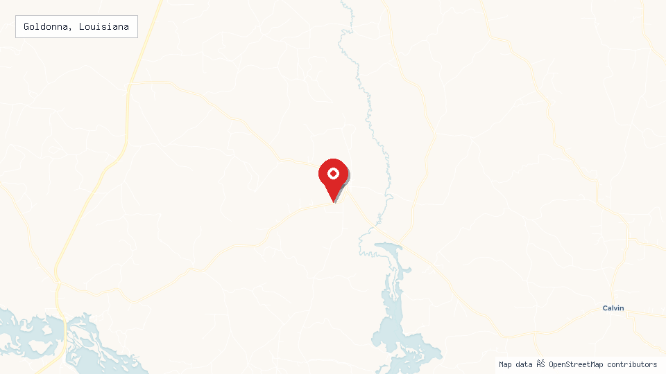 Street map of Goldonna, Louisiana with location pin