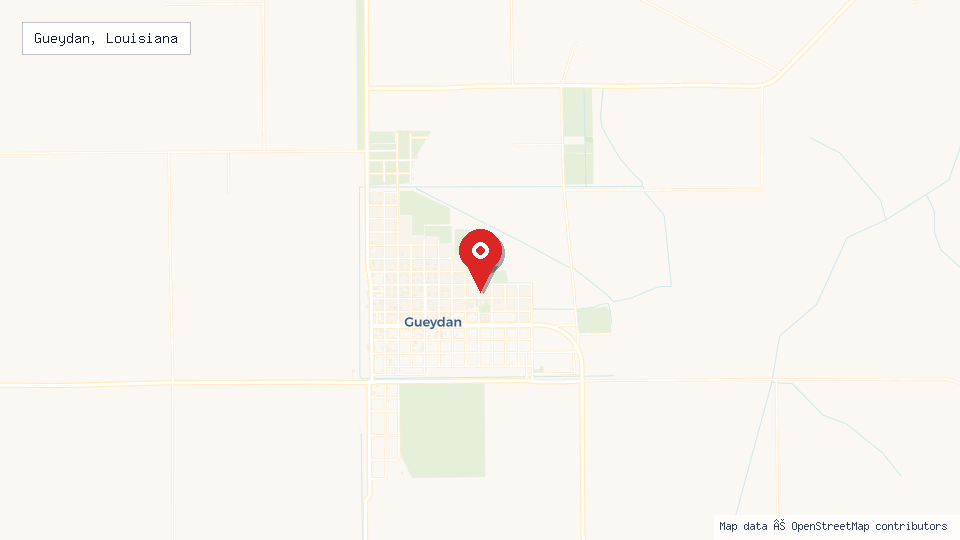 Street map of Gueydan, Louisiana with location pin