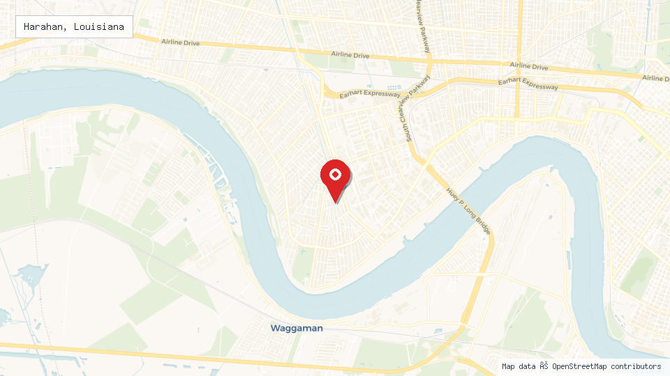 Street map of Harahan, Louisiana with location pin