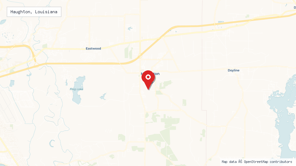 Street map of Haughton, Louisiana with location pin