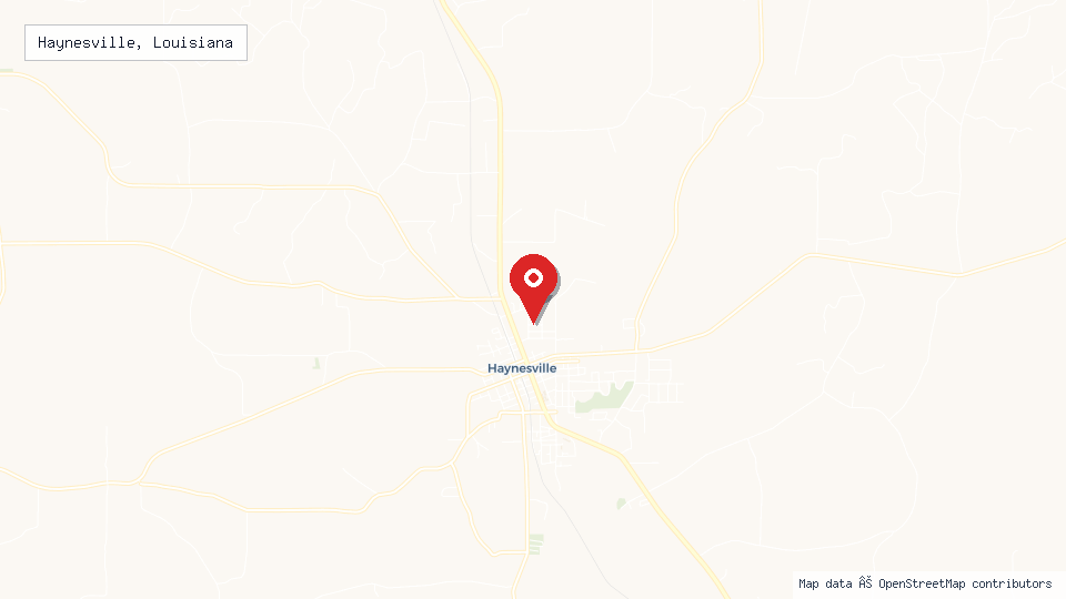 Street map of Haynesville, Louisiana with location pin