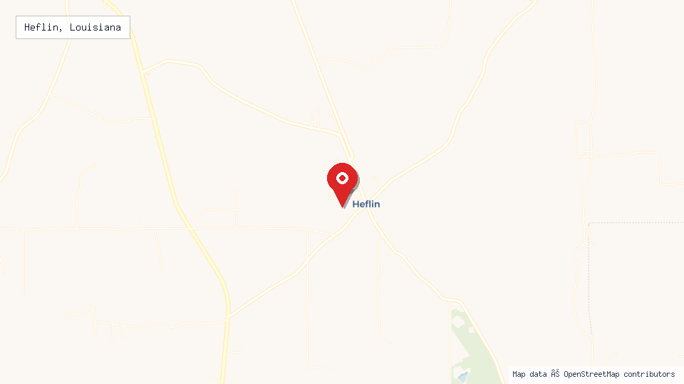 Street map of Heflin, Louisiana with location pin