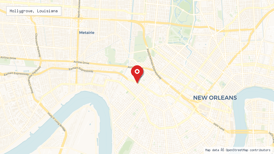 Street map of Hollygrove, Louisiana with location pin