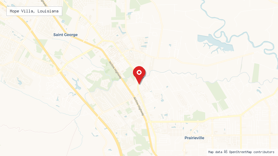 Street map of Hope Villa, Louisiana with location pin