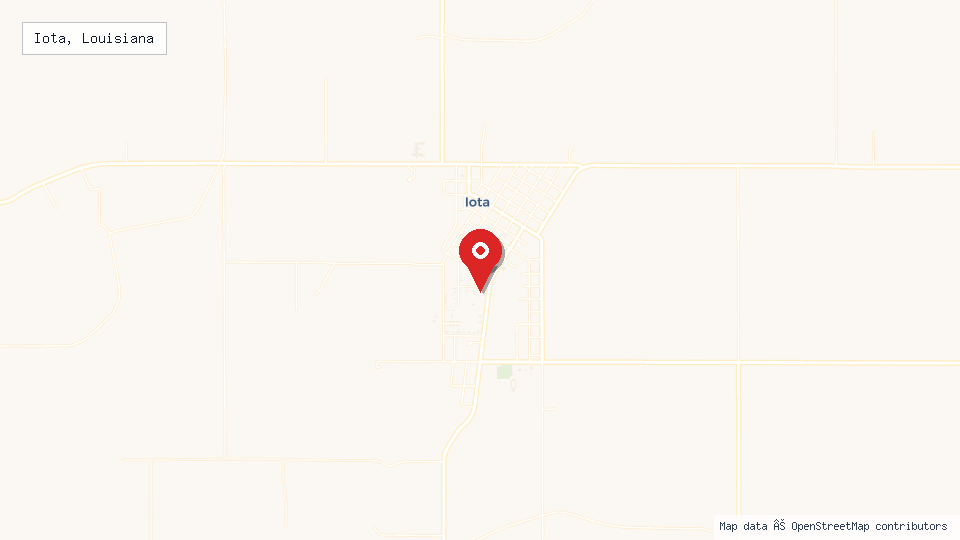 Street map of Iota, Louisiana with location pin