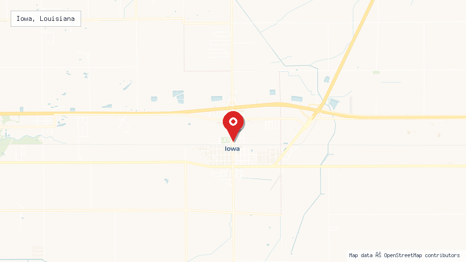 Street map of Iowa, Louisiana with location pin