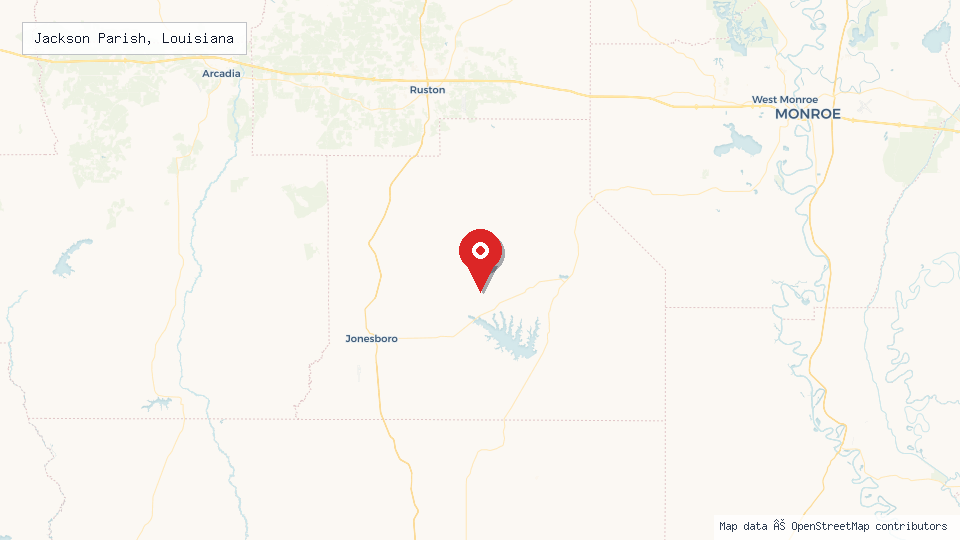 Street map of Jackson Parish, Louisiana with location pin