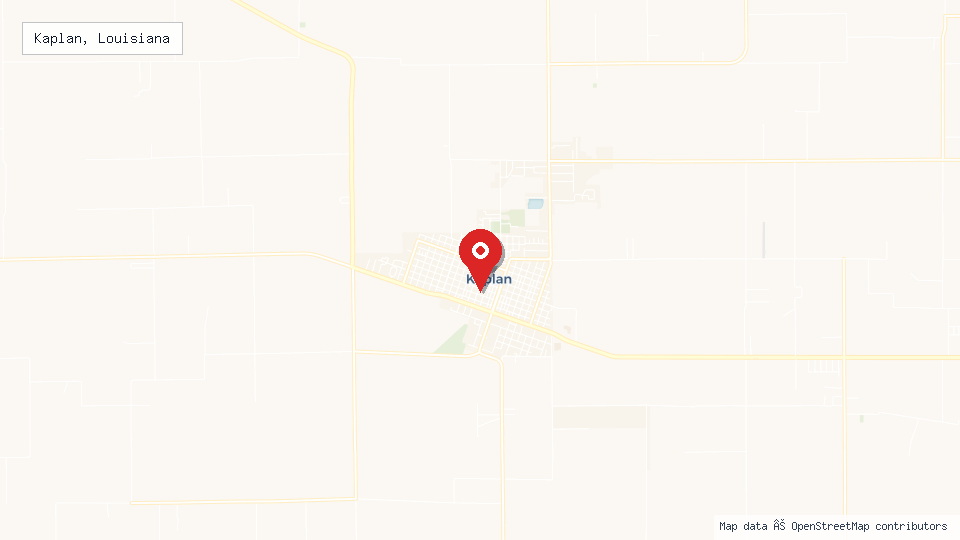 Street map of Kaplan, Louisiana with location pin