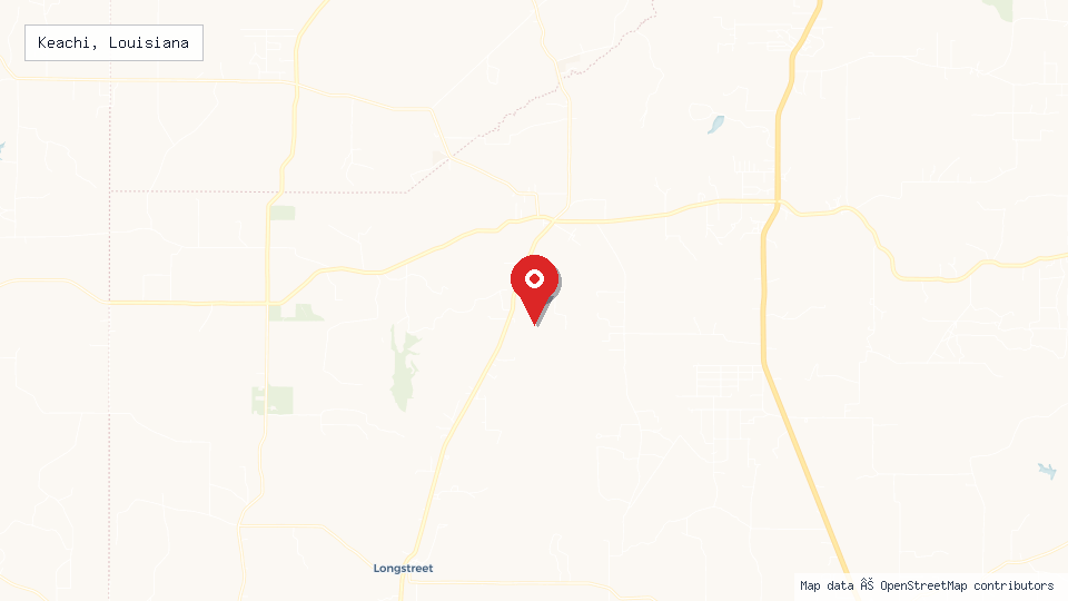 Street map of Keachi, Louisiana with location pin