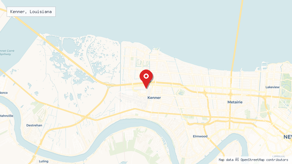 Street map of Kenner, Louisiana with location pin