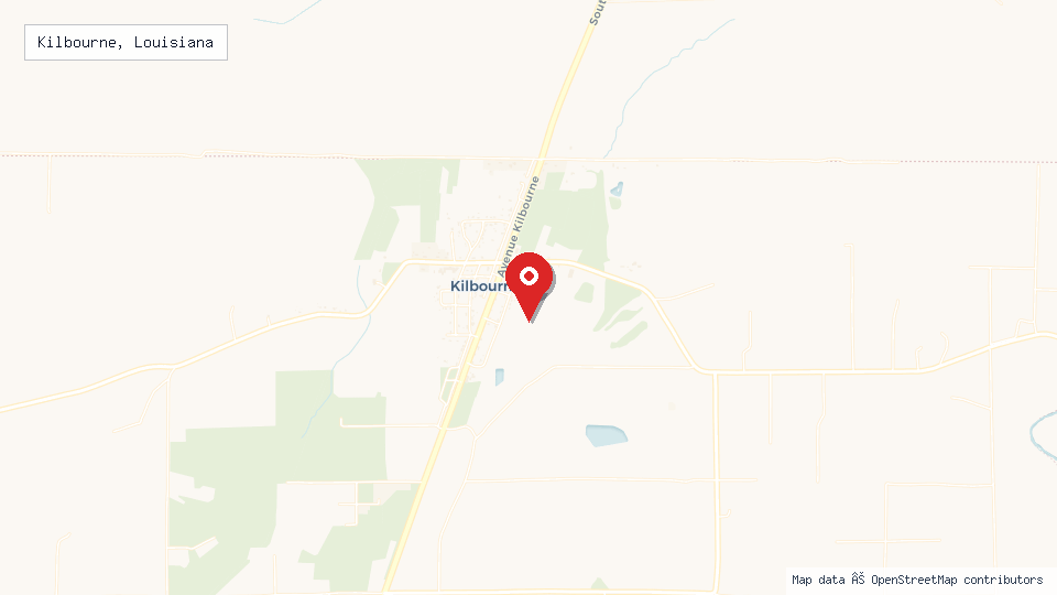 Street map of Kilbourne, Louisiana with location pin
