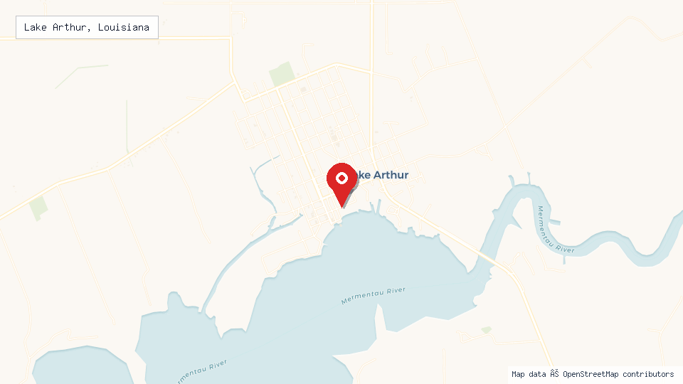 Street map of Lake Arthur, Louisiana with location pin