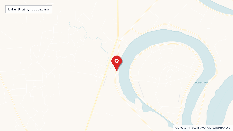 Street map of Lake Bruin, Louisiana with location pin