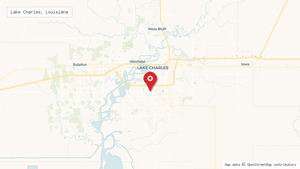 Street map of Lake Charles, Louisiana with location pin