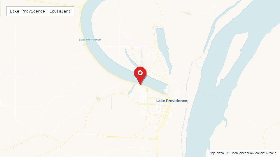 Street map of Lake Providence, Louisiana with location pin