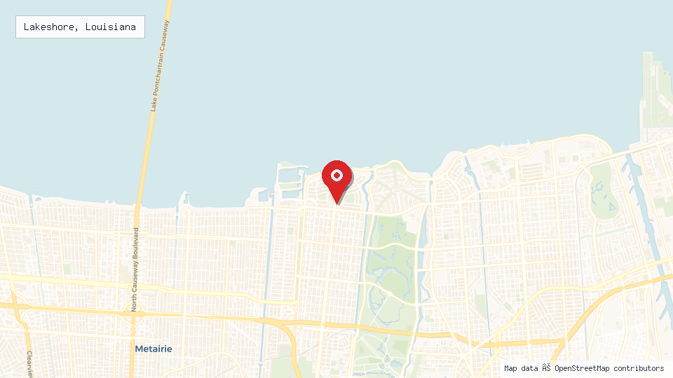 Street map of Lakeshore, Louisiana with location pin
