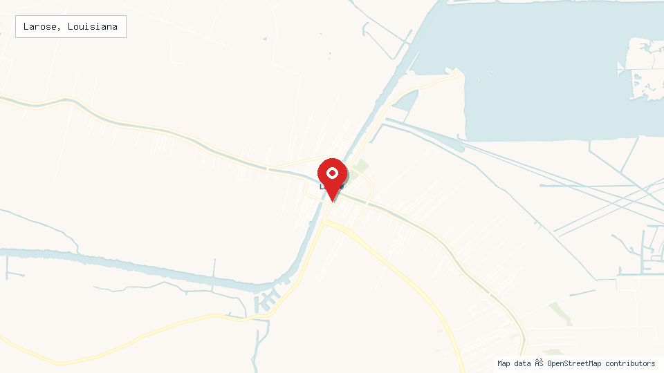 Street map of Larose, Louisiana with location pin