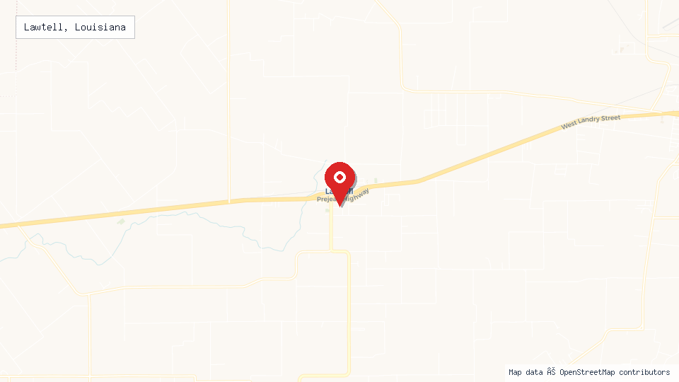 Street map of Lawtell, Louisiana with location pin