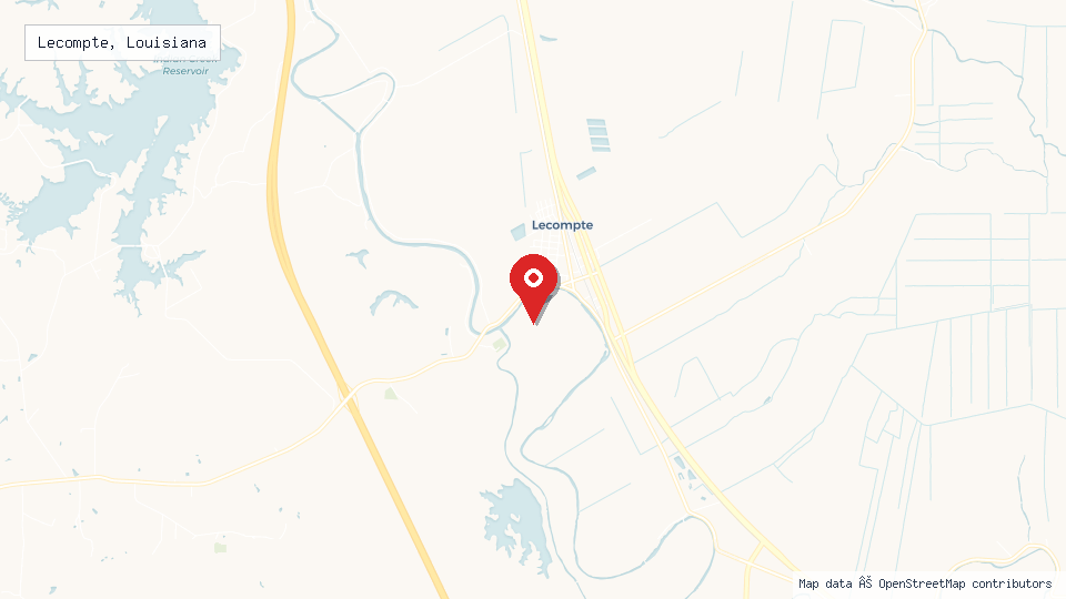 Street map of Lecompte, Louisiana with location pin
