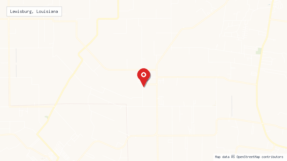 Street map of Lewisburg, Louisiana with location pin