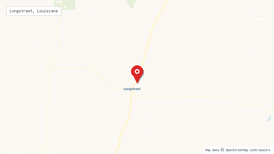 Street map of Longstreet, Louisiana with location pin