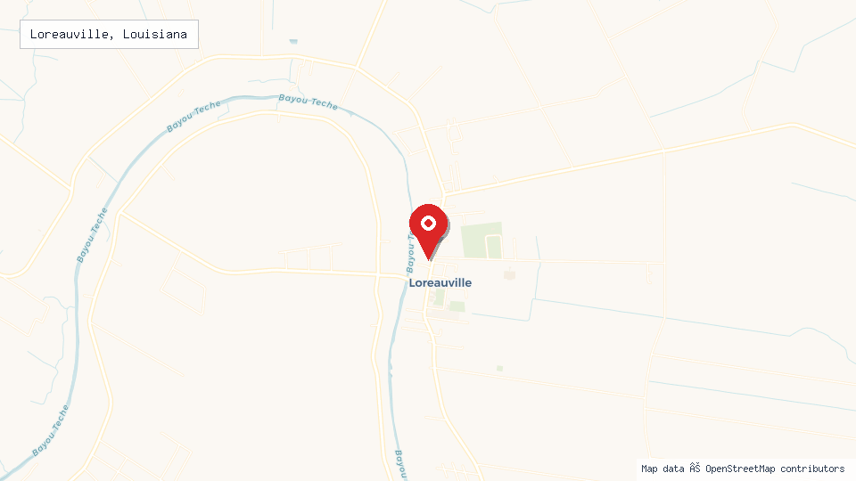 Street map of Loreauville, Louisiana with location pin