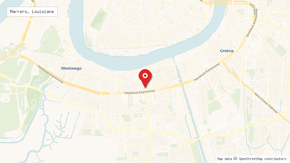 Street map of Marrero, Louisiana with location pin