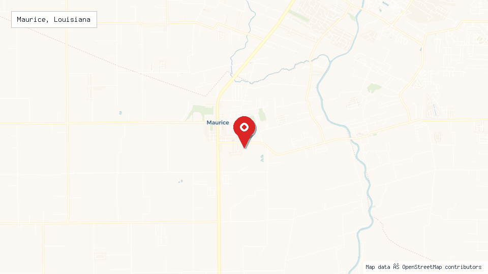Street map of Maurice, Louisiana with location pin