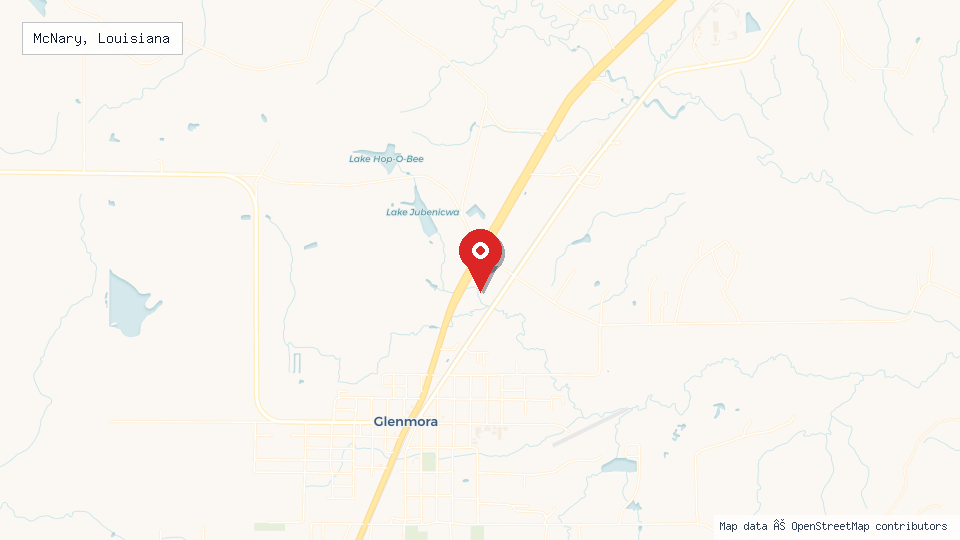 Street map of McNary, Louisiana with location pin