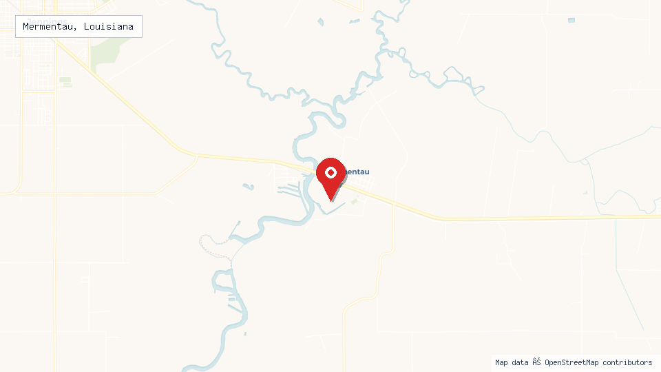 Street map of Mermentau, Louisiana with location pin