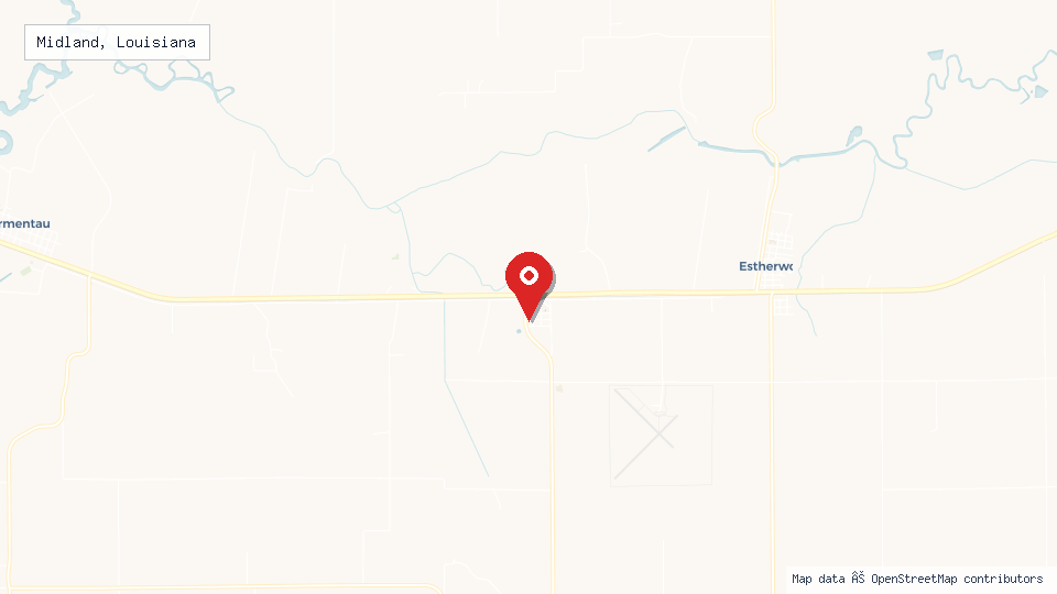 Street map of Midland, Louisiana with location pin