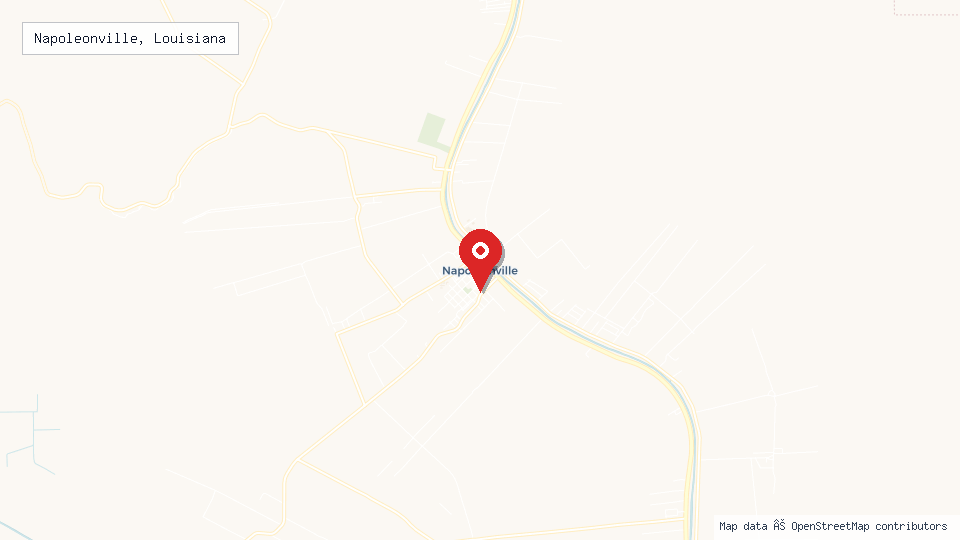 Street map of Napoleonville, Louisiana with location pin
